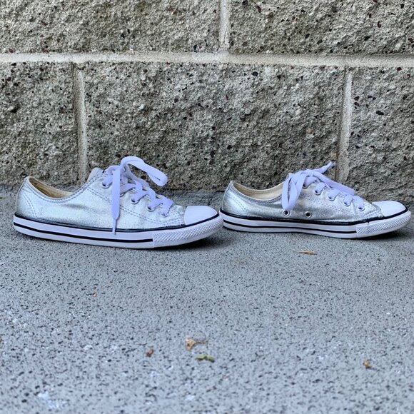 CONVERSE Silver Metallic Sneakers Womens 5 35.5 Chuck Taylor All Star Low Shoe - Picture 4 of 11